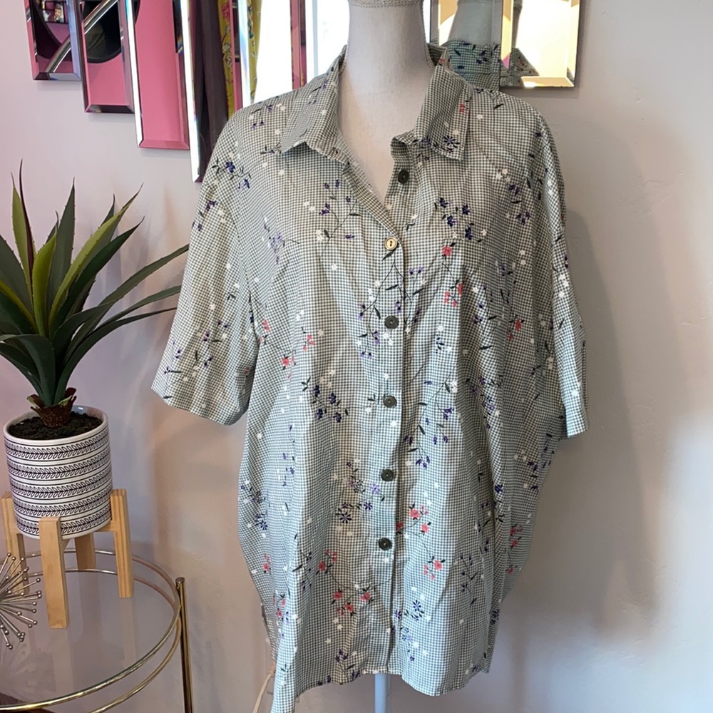 Willow Bay green gingham top